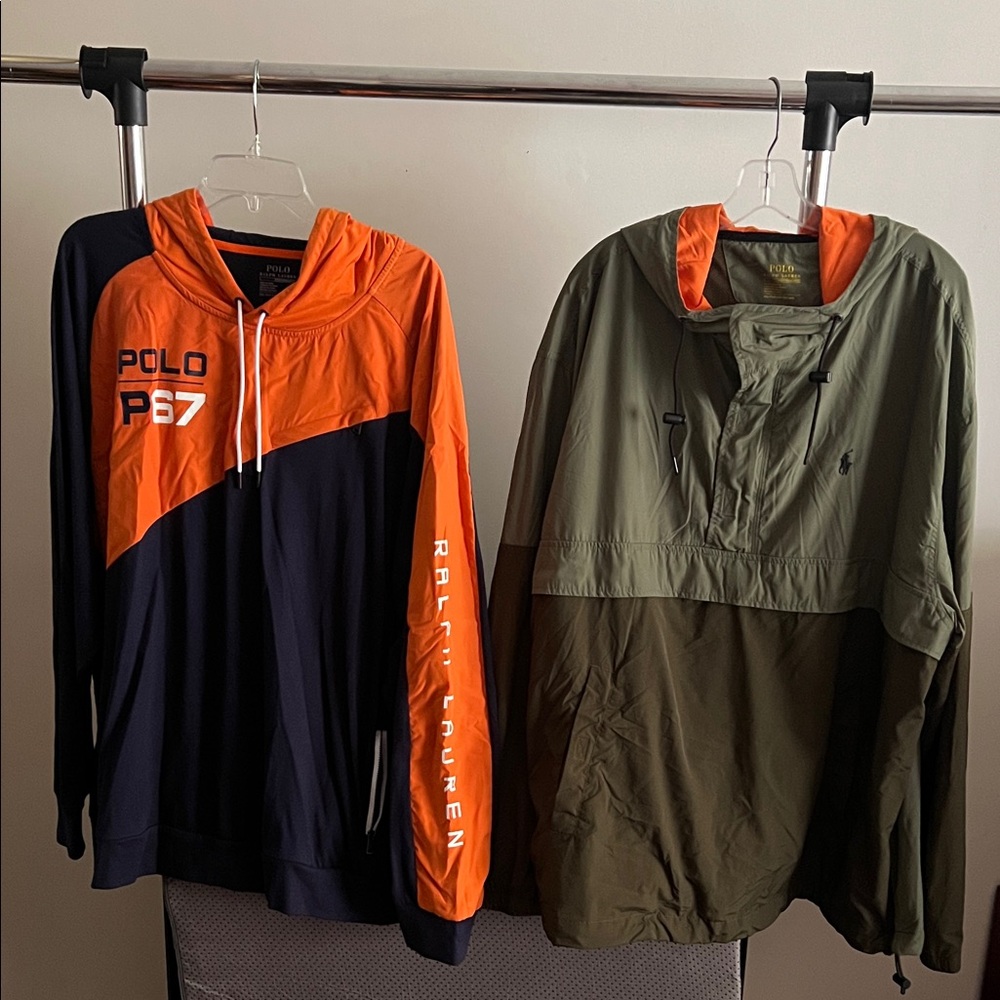 Polo by Ralph Lauren Men's Orange and Navy Jacket and green & orange jacket XXL